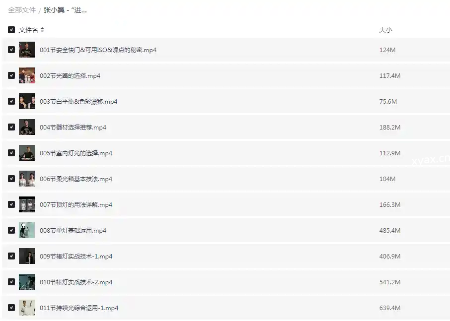 张小翼的进阶之路全能摄影班课程