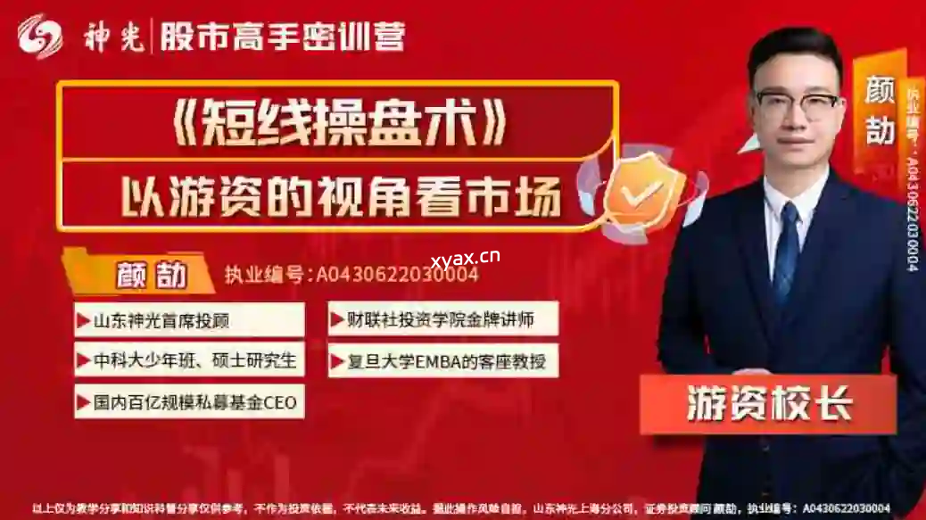 2025年神光颜劼短线操盘术以游资的视角看市场+颜氏量化系统课程