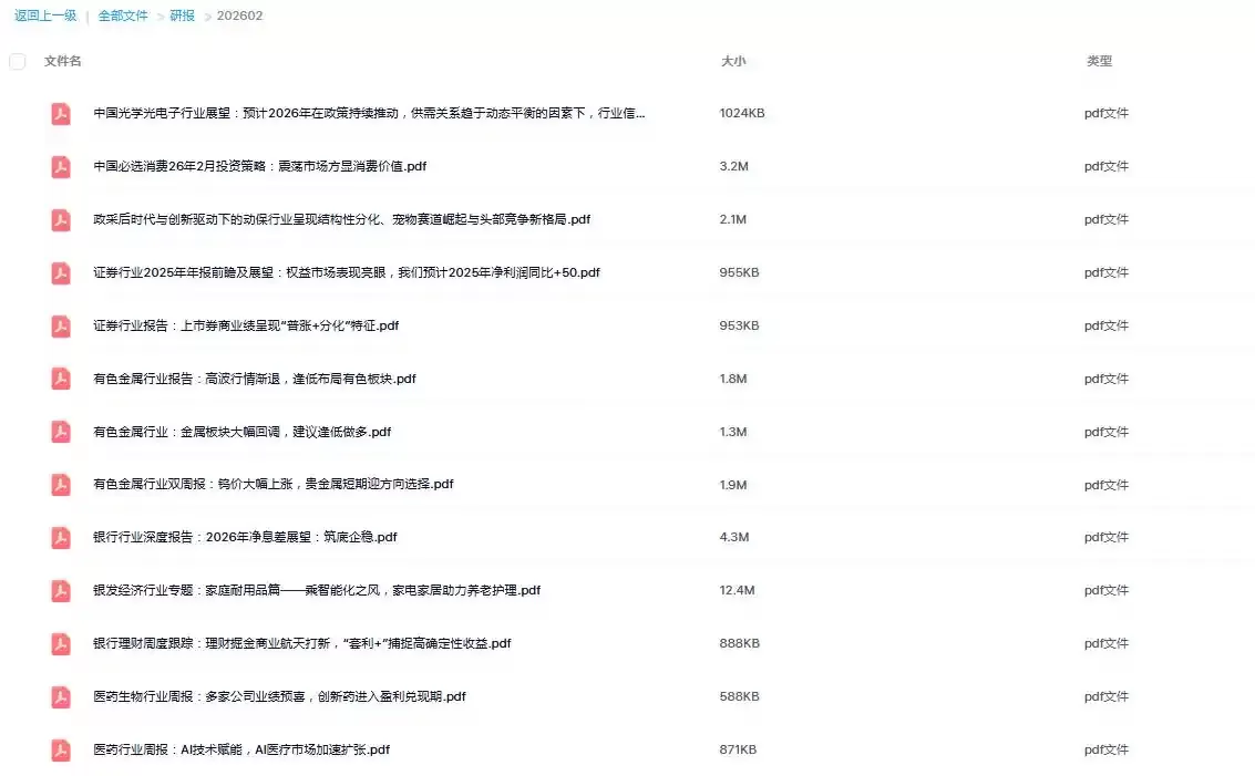 2026年2月各类券商机构市场分析报告研报PDF