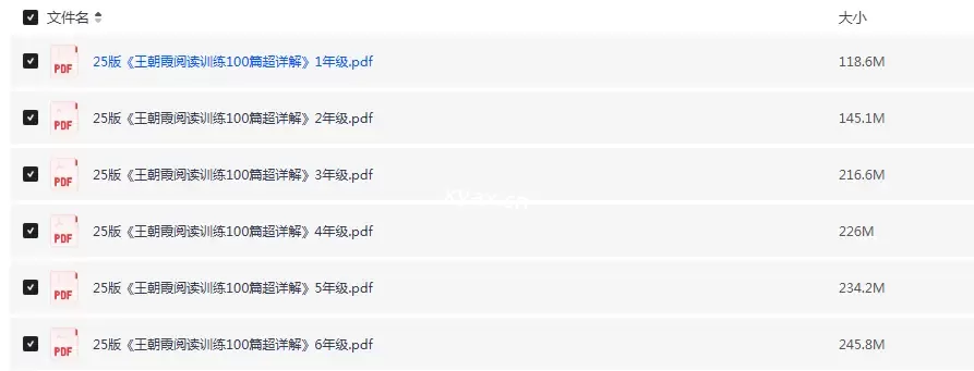 2025版小学1-6年级王朝霞阅读训练100篇超详解PDF