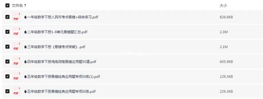 小学1-5年级数学下册易错经典应用题专项训练PDF